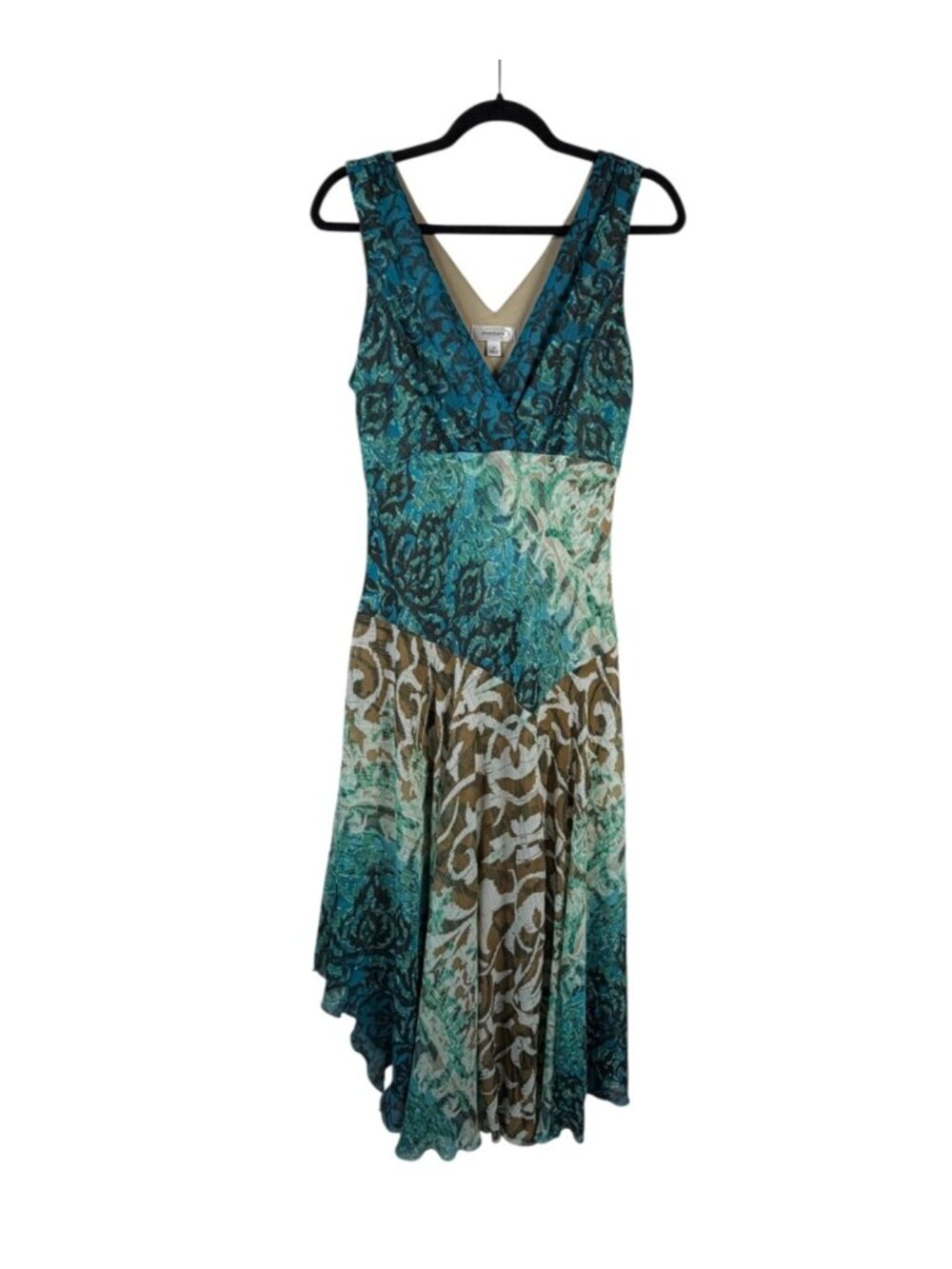 VTG Dress Barn Y2K Babydoll Fairy Coquette Asymmetrical Midi Patchwork Dress 10